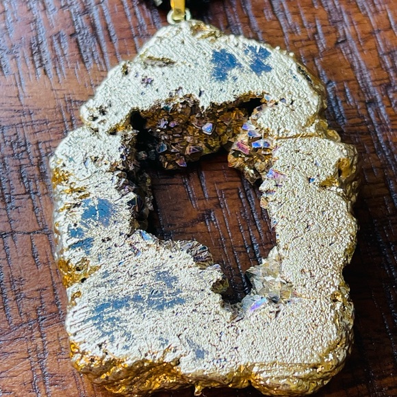 Gems & Geode Crystal Necklace N175-24KGP-#1 - Picture 3 of 3